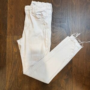 VERVET‎ Women Cream Distressed Raw Hem High Rise Skinny Jeans Size 28